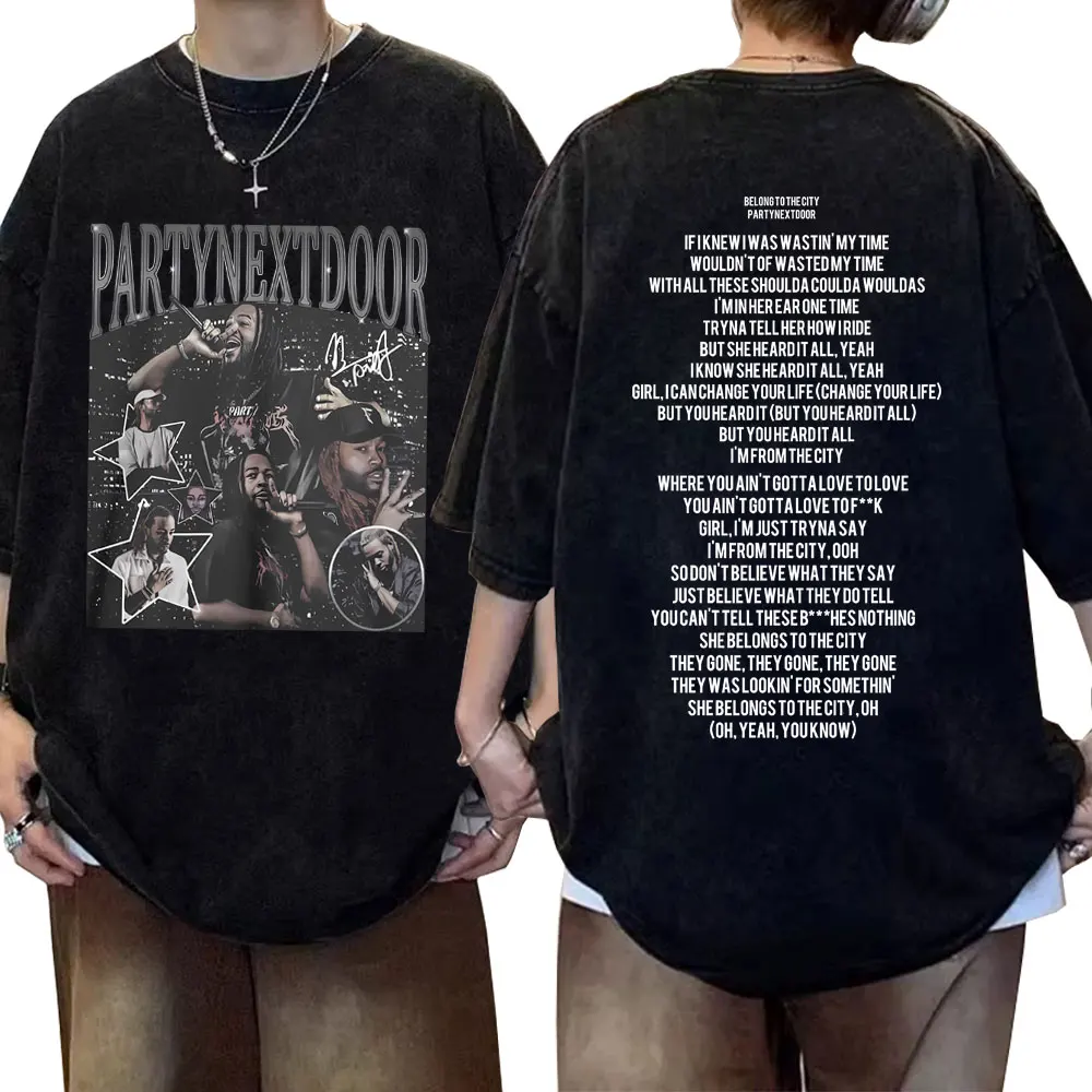 

Washed Vintage Partynextdoor Graphic T-shirt Men Women Clothing Hip Hop Fashion Pop Music T Shirt Men's Cotton Oversized Tshirt