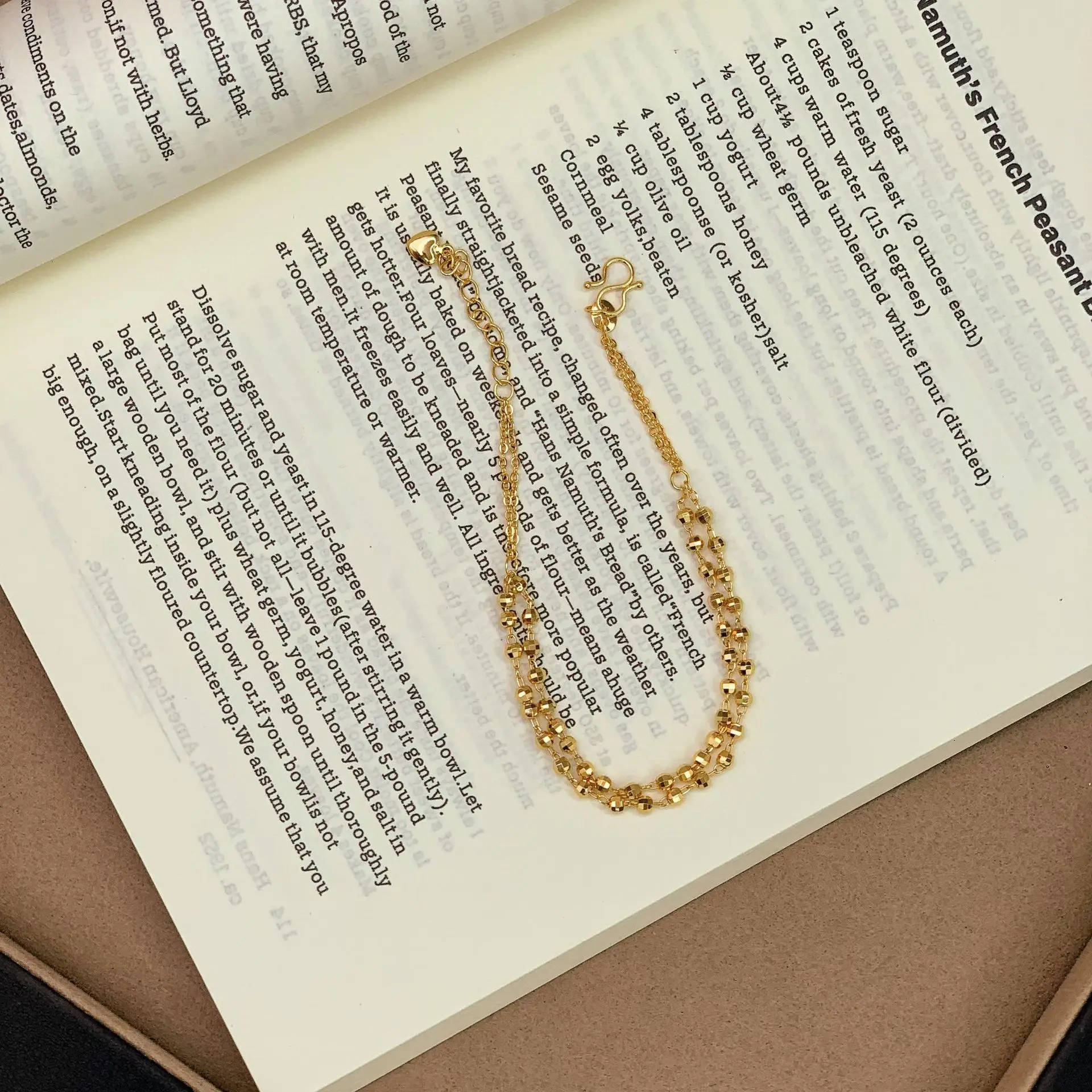 2026 24K Real Gold Plated Long Lasting Color Luxury Delicate Elegant Double Layer Shiny Disco Bead Tiny Gold Chip Bracelet for W