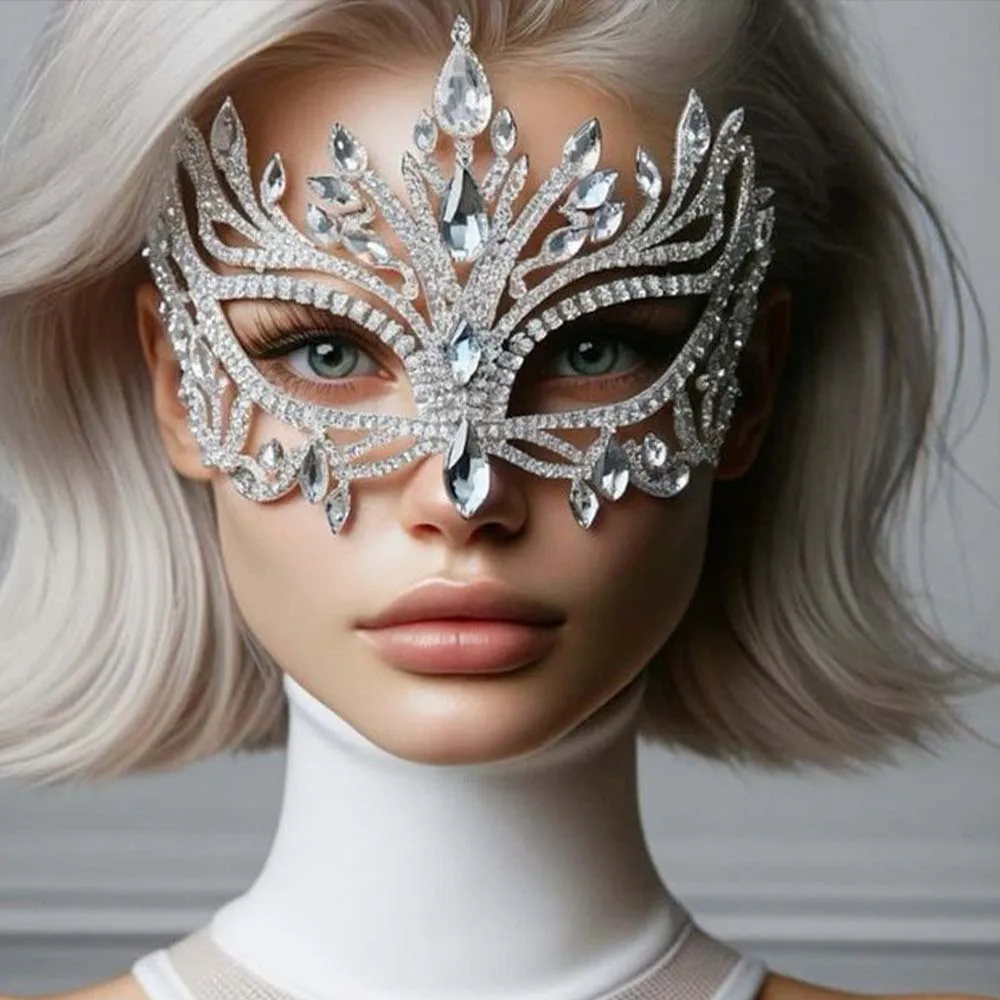 XSBODY Carnival Mask full Face Costume Women Decorations Birthday Rhinestone Fashion Club New Hair Jewlery Wedding Accessories