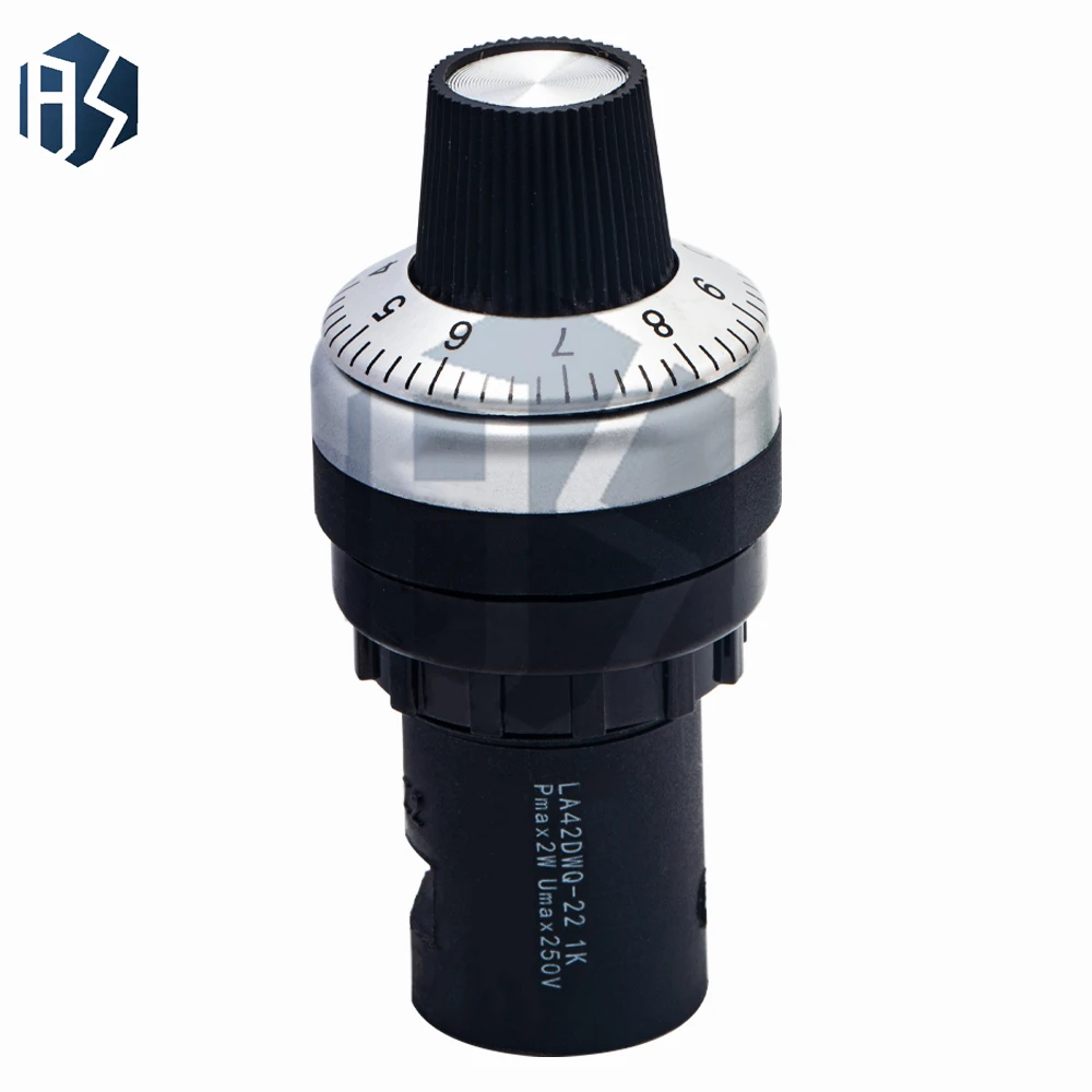 ‌ مقياس الجهد الدوار الصناعي LA42DWQ-22 - مقاوم متغير دقيق 1K-500K أوم مع حامل لوحة 22 مم للتحكم في سرعة VFD