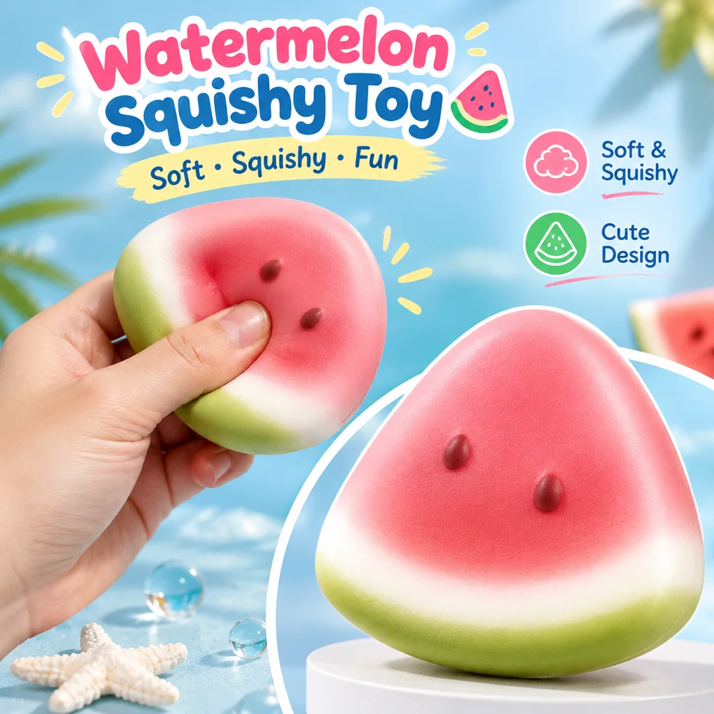 5pcs Watermelon Squishy Fidget Toy Slow Rising Fruit Pinch Squeeze Anti Stress Pressure Reducer Funny Stress Reliever Prop
