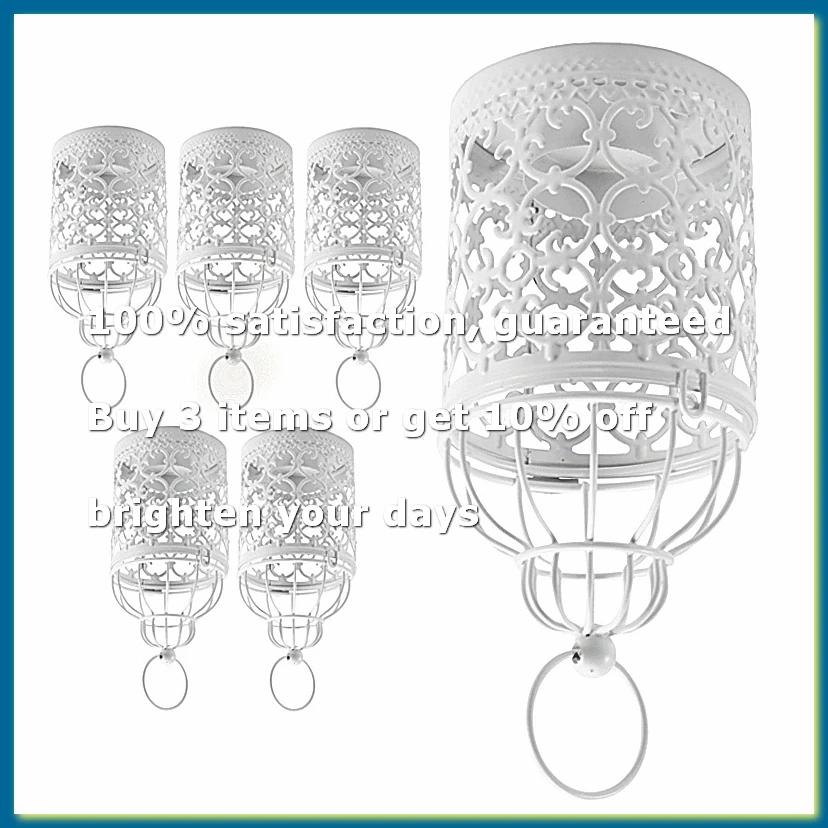 6 Pcs Candle Tea Light Holders Metal Hanging Hollow Birdcage Lantern Vintage Decorative Centerpieces of Wedding