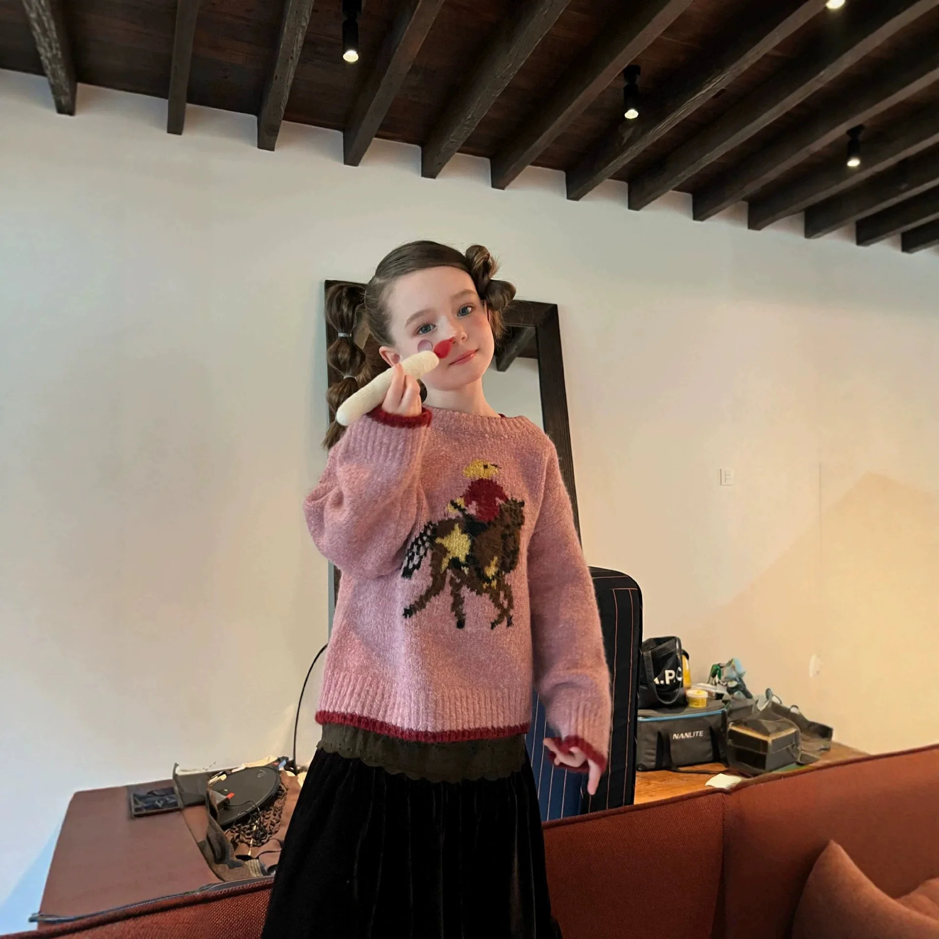 Children's 2026 Autumn and Winter New Niche Design Loose and Casual Style Jacquard Pullover Sweater Girls' Stylish Top