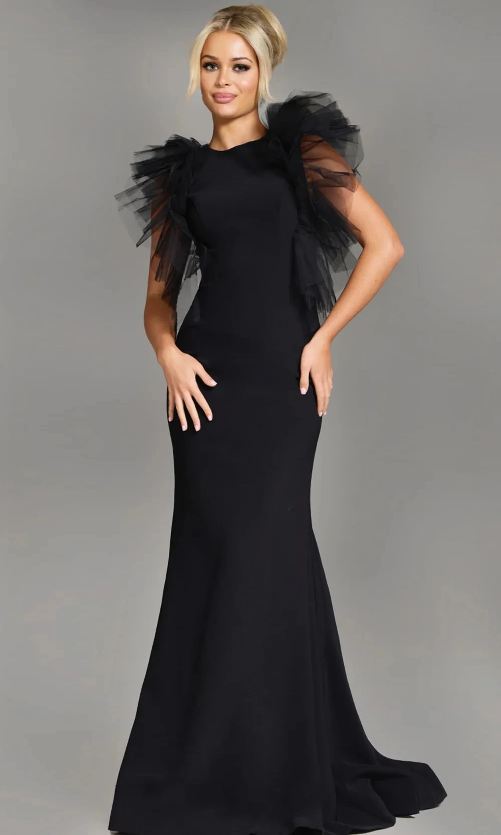 

Customized Luxury Evening Dresses 2026 Organza Sleeve Special Occasion Dress Black O Neck Pleated Mermaid Praty Gowns Long