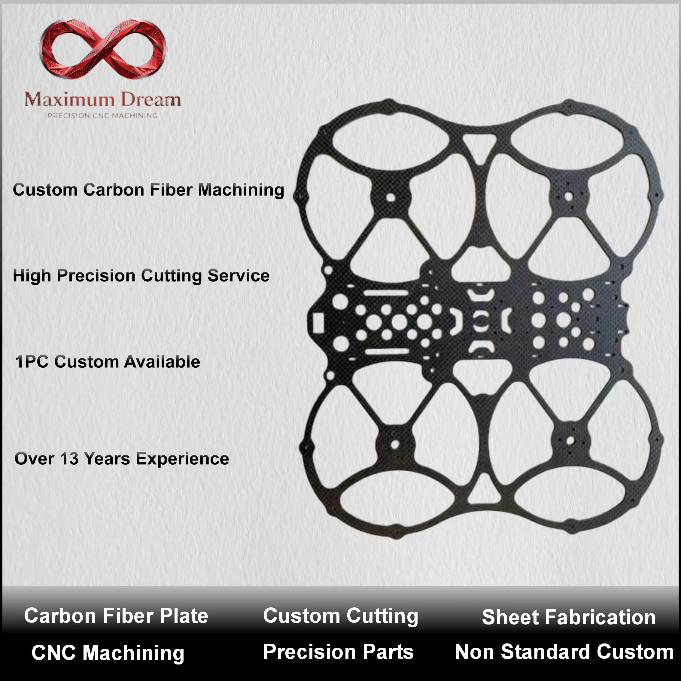 Custom CNC Cutting Service 3K Carbon Fiber Plate Sheet Plain Twill Matte Glossy Custom Machining for FPV Drone RC Model Industri