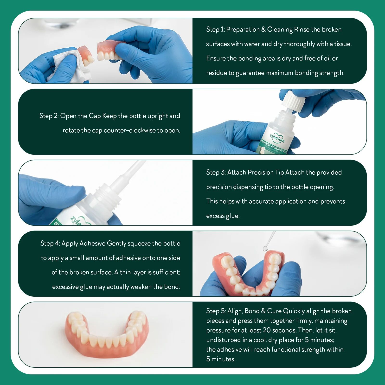 Dental Resin Adhesive Quick Dry Strong Bonding For Dentures Retainers Invisible Braces Partial Full Denture Repair Kit
