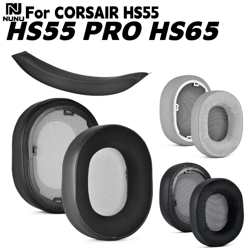NUNU Replacement Protein skin memory foam Ear Pads Cushions/Head beam cushion For CORSAIR HS55 HS55 PRO HS6 Headphone