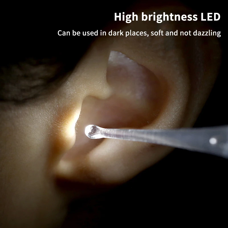 Kit de nettoyage des oreilles avec lumière LED, Kit d'élimination du cérumen pour enfants et adultes, cuillère à cérumen, pelle et pincettes, outil de soins du nettoyage des oreilles
