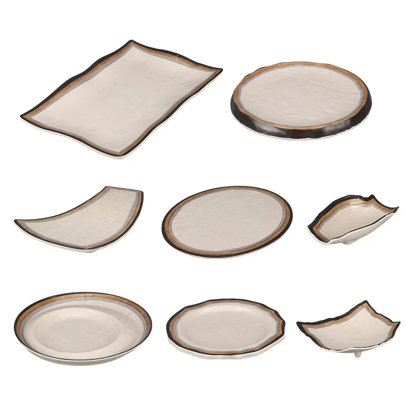 Creative Flat Plates for BBQ Hotpot Sushi Commercial Restaurant Dishware Round Serving Trays 5