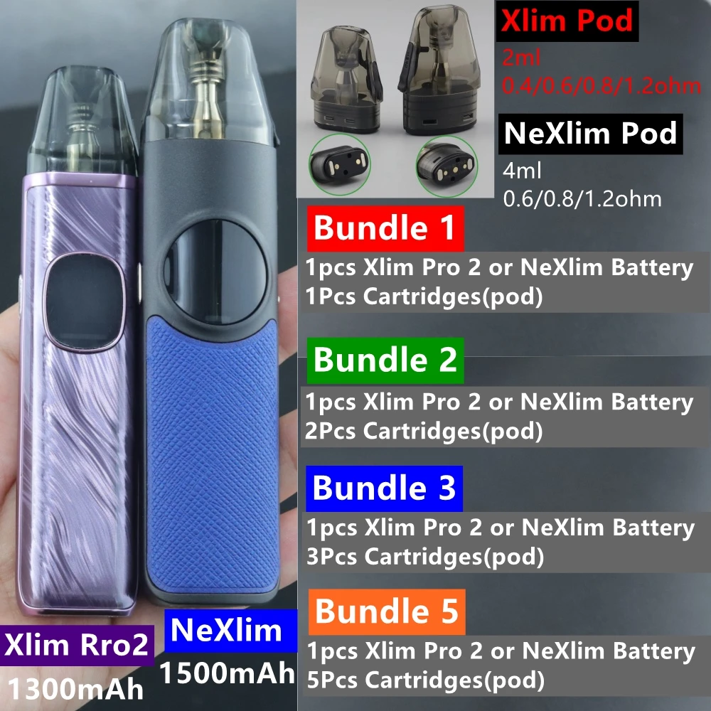 1 قطعة بطارية 1300/1500 مللي أمبير 1/2/3/5 قطعة Pod Xlim Pro 2/NexLim Kit 2/4 مللي خرطوشة واحدة/مزدوجة شبكة لفائف ل OXVA Katridz Xlim Pro2