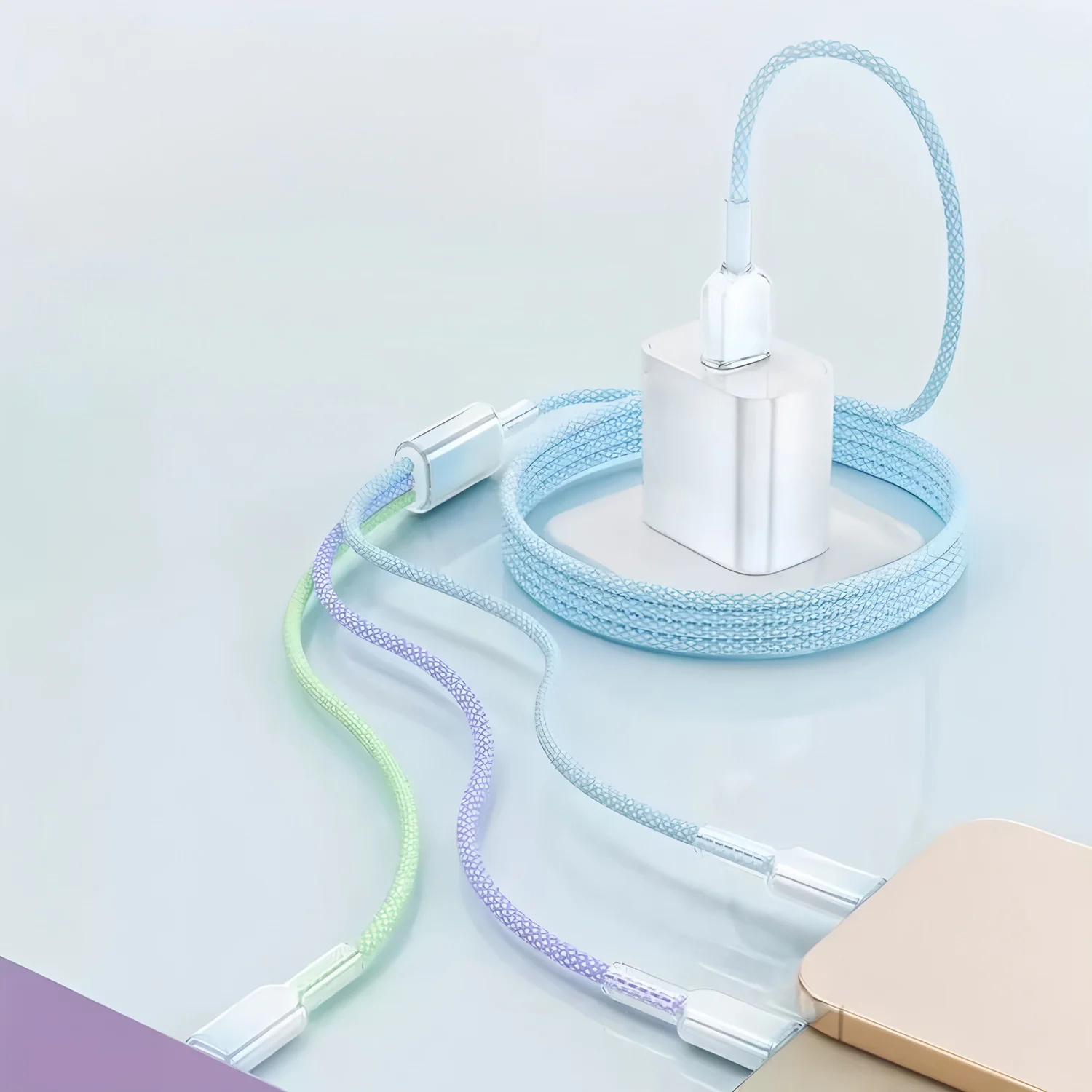 3 in 1 USB Dual Type C Cable Fast Charge Phone Charger Data Cord For iPhone Samsung Xiaomi Huawei Quick Charge USB Wire view 4