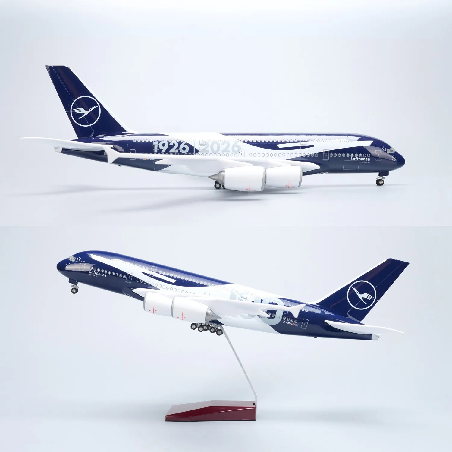 1/160 Large Scale Lufthansa A380 Years Collectible Airplane Model Kit With Stand＆Wheels For Collections Displays or Adult Gift
