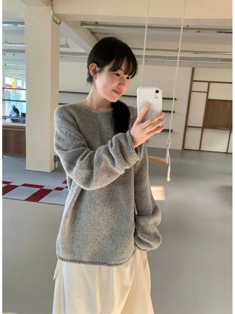 Loose Long Sleeve Knitted Women's Sweater  Smoothmood Li Jinhua Casual Style Wool Blend Comfortable Fit Autumn New Ar...