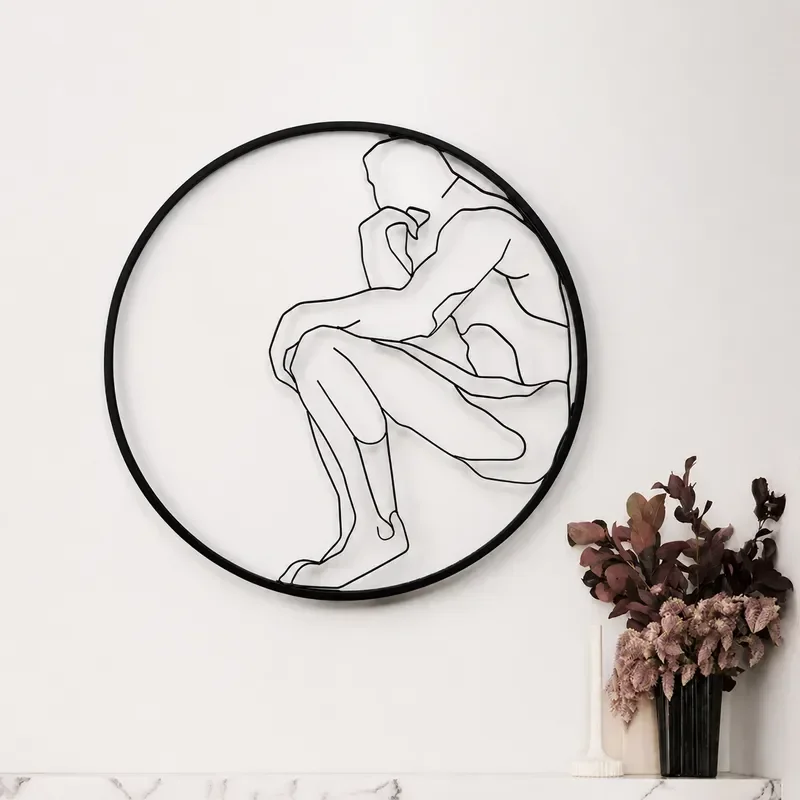 Modern Light Luxury Wrought Iron Wall Art Simple Metal Hanging Decoration For Restaurant Entrance Home Decor