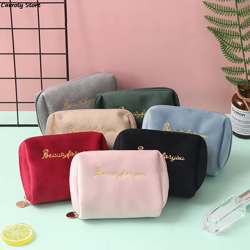 Velvet Make Up Organizer Soft Girl Lipstick Bag Women Travel Cosmetic Bag Beautician Beauty Case Makeup Bag necessaire