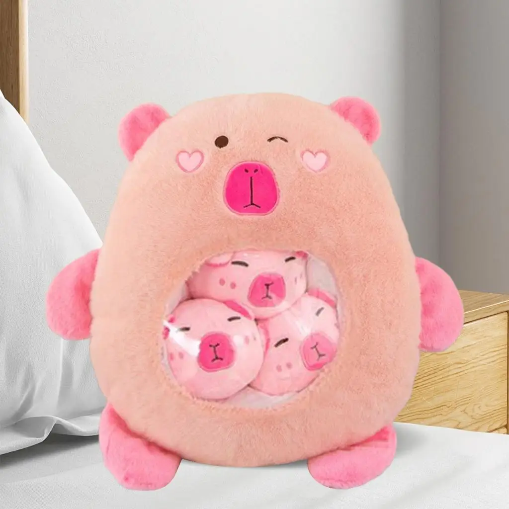 Juguete de peluche de capibara con muñeca pequeña, decoración del hogar, muñeco de capibara de peluche para regalos