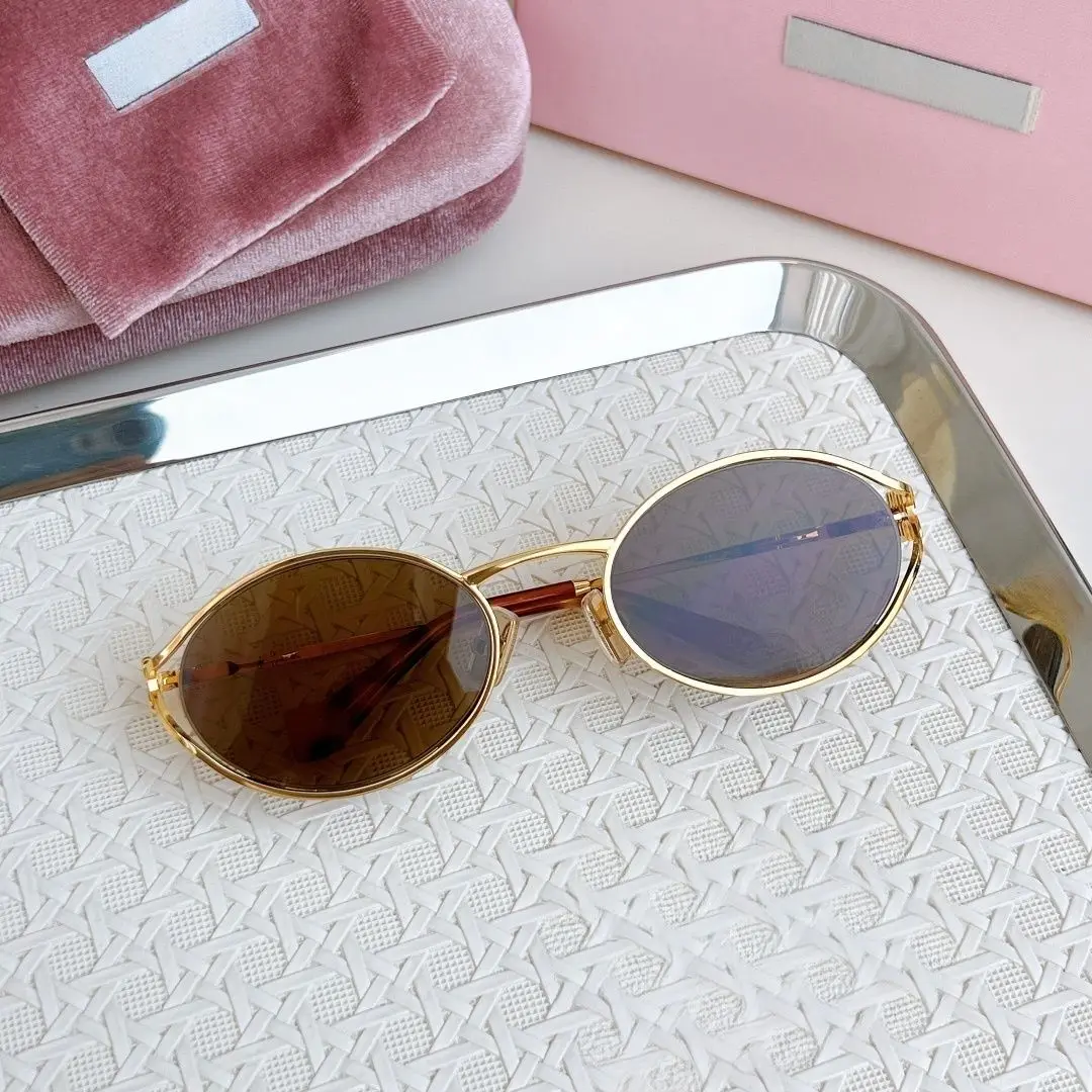 

Women's Gold Metal Oval Sunglasses Retro Tortoiseshell Temple UV Protection Luxury Fashion Eyewear