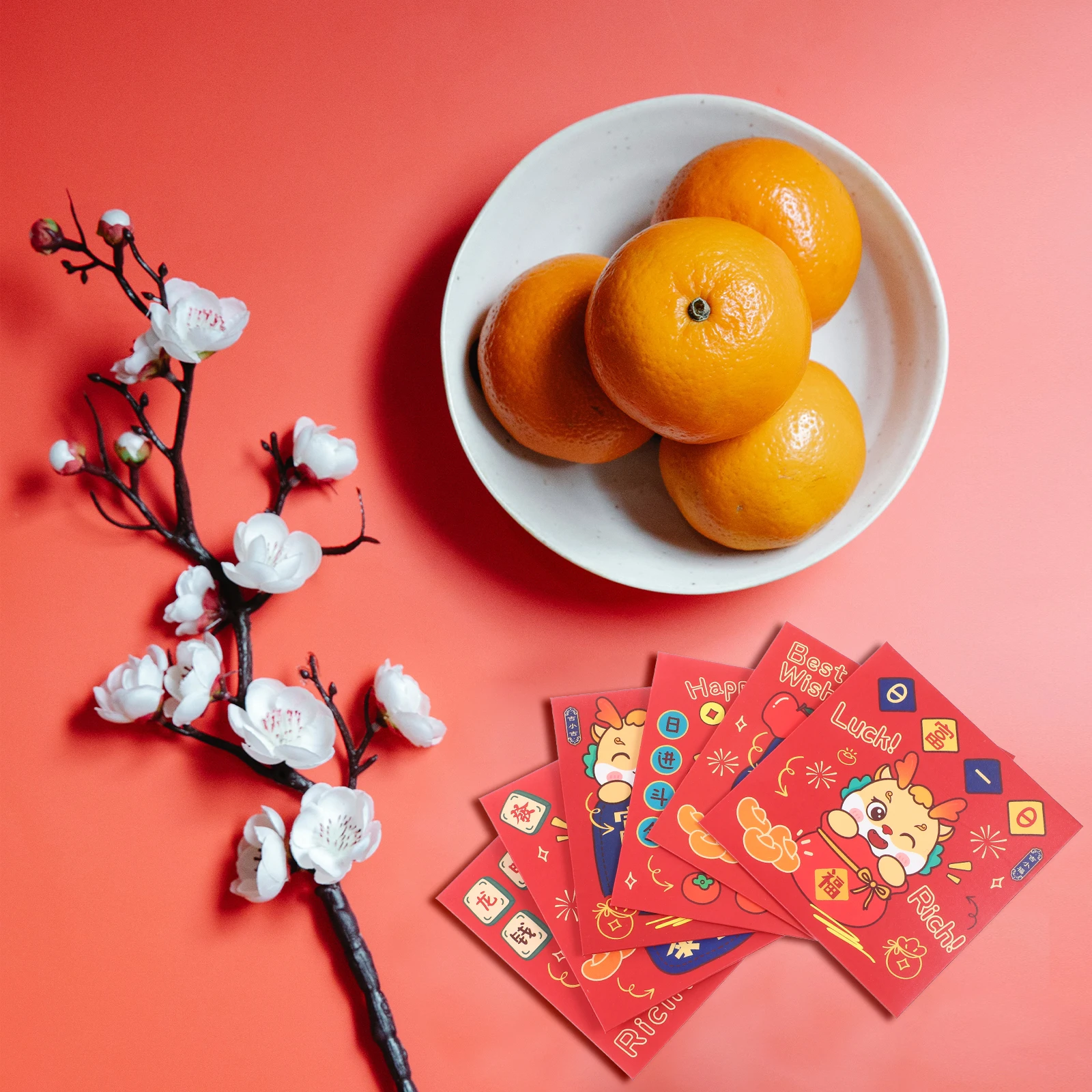 

6 Pcs Money Envelopes for Cash Cartoon Zodiac Red Year of Dragon Cute Chinese Pocket