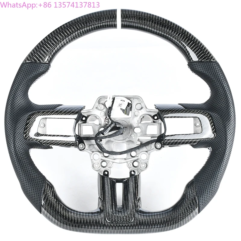 

Carbon Fiber Steering Wheel Compatible with 2015 2016 2017 Mustang GT500 GT350 Steering Wheel Carbon Fiber