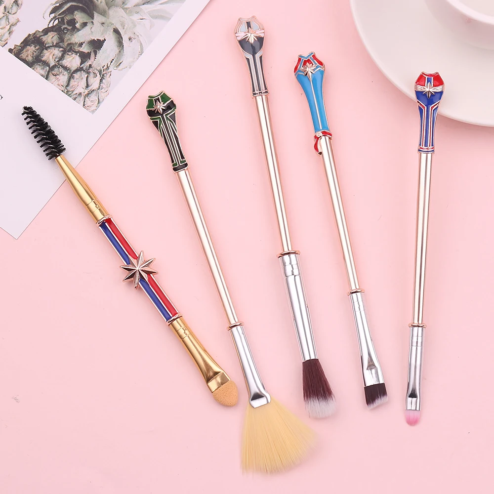 5pcs/set Avengers Captain Marvel Makeup Brush Cosplay Marvel Loose Powder Brush  Eyeshadow Makeup Brushes Beauty Tools Kit Gifts