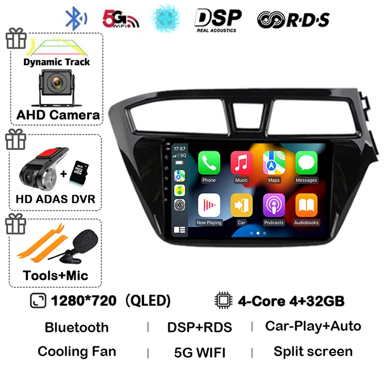 Android 16 Carplay Auto WIFI+4G For Hyundai I20 RHD 2015 2016 2017 2018 Car Radio Multimedia Player Stereo Head Unit 2din Audio image 3