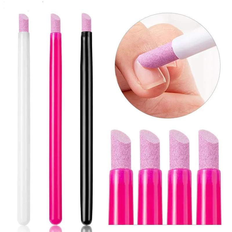 5Pcs Quartz Pen Nail Cuticle Pushers Nail Polish Manicure Stick Nail Files Grinding Pen Dead Skin Remover for Natural Nail