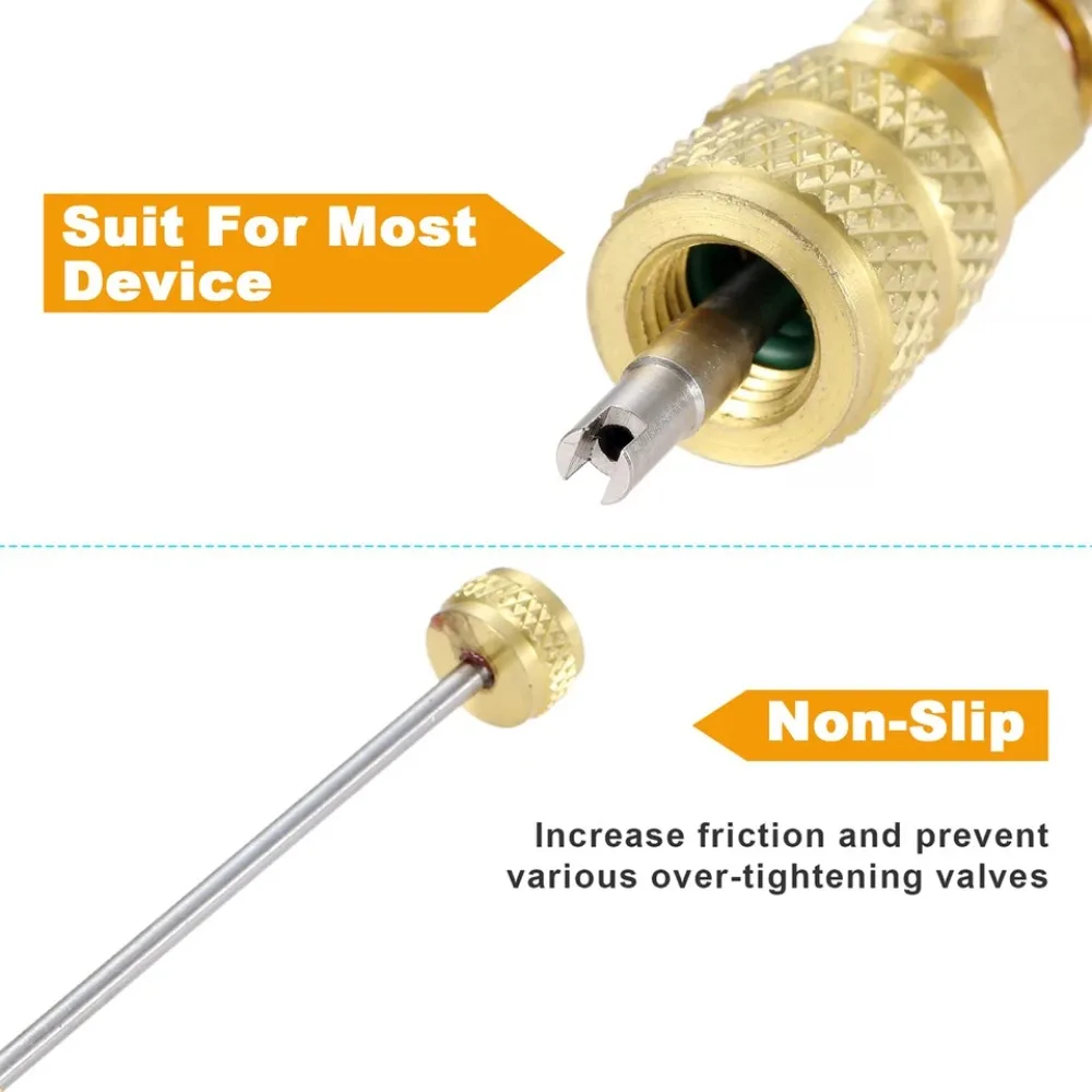 Doppelgröße 1/4" & 5/16" Ventilkern-Entferner- und Installationskit, Schrader-Ventilwerkzeug für R22 R410a R134A R12 R32 Kältemittel – Detail 6
