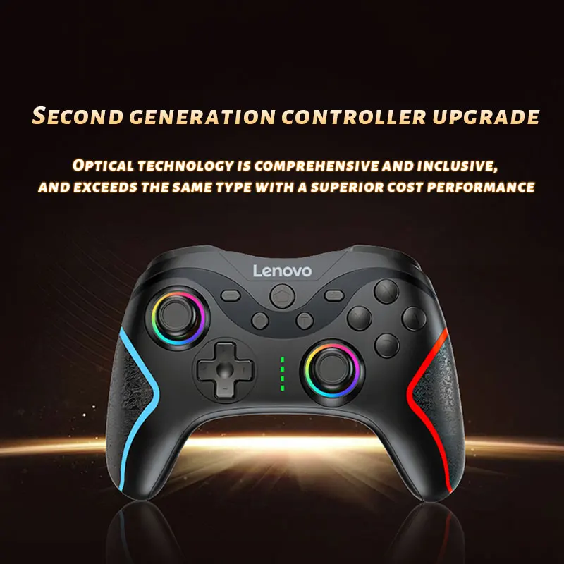 Bezprzewodowy gamepad Lenovo Bluetooth RGB Wbudowany sześcioosiowy żyroskop Hall Rocker Obsługuje TURBO Dla PS4 PC/Switch/IOS/Android S01