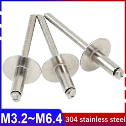 304 stainless steel Big Head Pull Rivet Large Flat Head Round Head Core Pull Rivet Pull Nail Decoration M3.2 M4M4.8M6.4 10~50Pcs