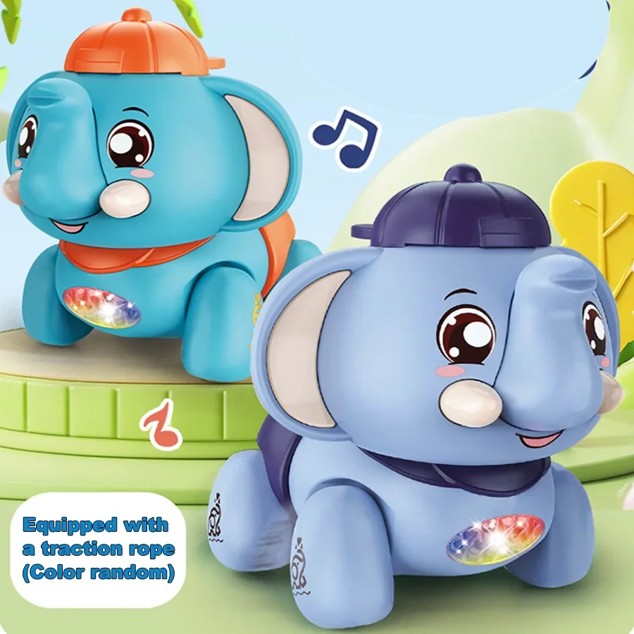 

Electric toys elephant with light concert singing walking puzzle toy with towing rope Christmas Halloween
