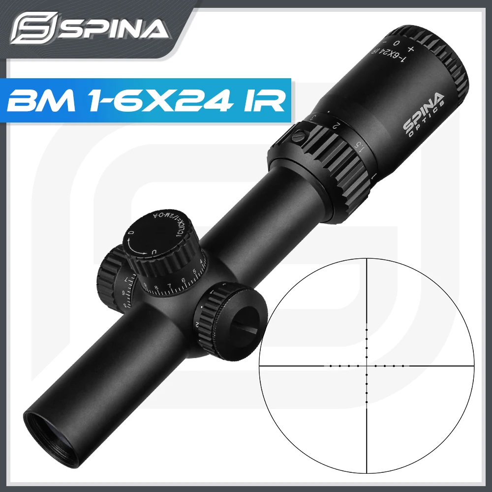 

SPINA OPTICS BM 1-6X24 IR Hunting Riflescopes Compact Glass Etched Reticle llluminate Turrets Lock Reset Tactical Optical Sight