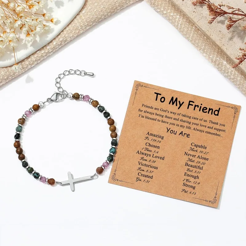 سوار متقاطع للنساء هدايا عيد الميلاد المسيحية تأكيد هدايا عيد الفصح المعمودية للأصدقاء ابنة أمي شقيقة في كريس