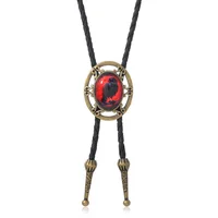 Nuevo collar de corbata de bolo de zorro estilo vaquero occidental para hombres, corbata de cadena de suéter de cuero larga de aleación Vintage, accesorio de moda