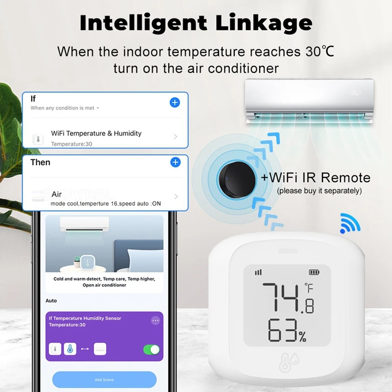 Termometro igrometro interno con sensore di umidità della temperatura Tuya Smart Wifi con display LCD per Alexa Google Home