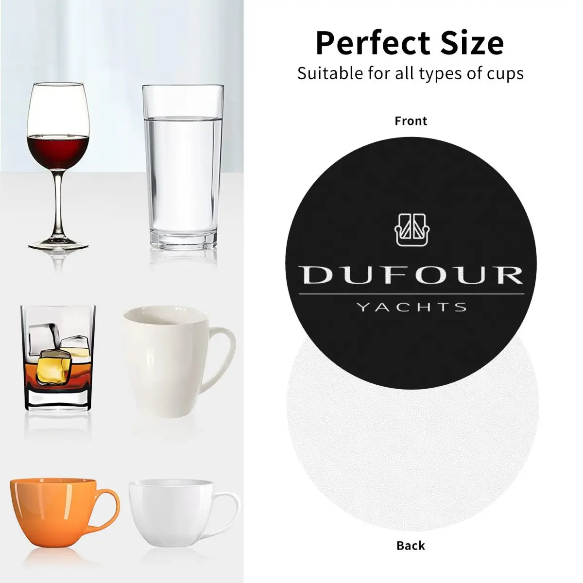 Dufour Yacht Coasters Leather Placemats Non-slip Insulation Coffee Mats For Home Kitchen Dining Pads Set of 4