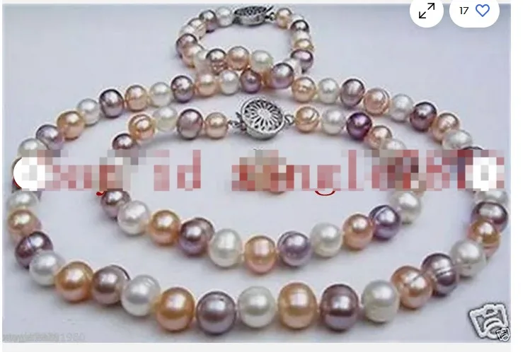 

Natural 7-8mm Multicolor Freshwater Pearl Necklace Bracelet Earrings Set 20"