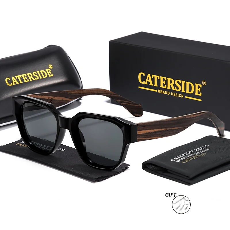 CATERSIDE Fashion الرجال العدسات البصرية النظارات الشمسية الصلبة خشبية معبد وصفة طبية نظارات شمسية المرأة السفر في الهواء الطلق نظارات