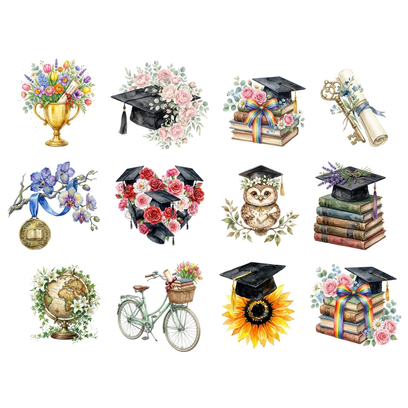 Flower Cluster Bundle Sale Bright Color Graduation Season Iron Sticker for Clothing Firm and Fadeless DIY Decoration