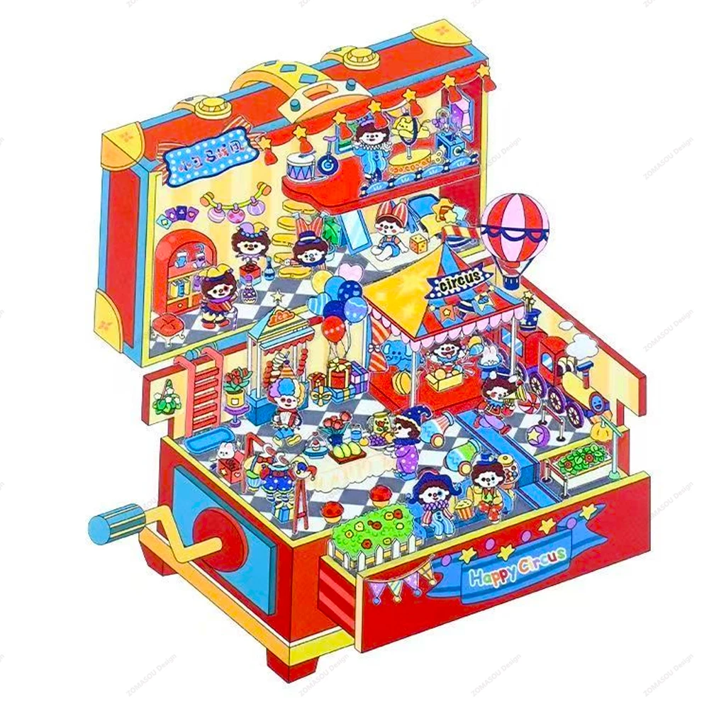 New! Amazing Treasure Style Miniature 3D Landscaping Stickers DIY Sticker Cabin Scene Cute Kid Child Classmate ﻿Festival Gift