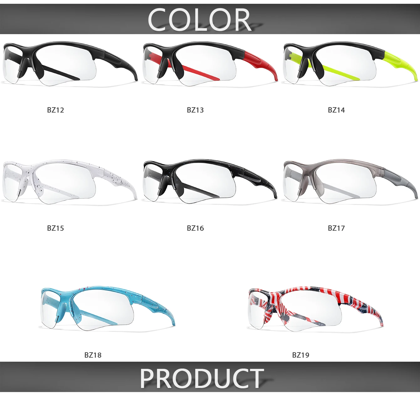 3 Paar photochrome Fahrrad-Sonnenbrillen für Herren und Damen, Outdoor-Sport, Halbrahmen-Brillen, Laufen, Wandern, Fahren – Detail 4