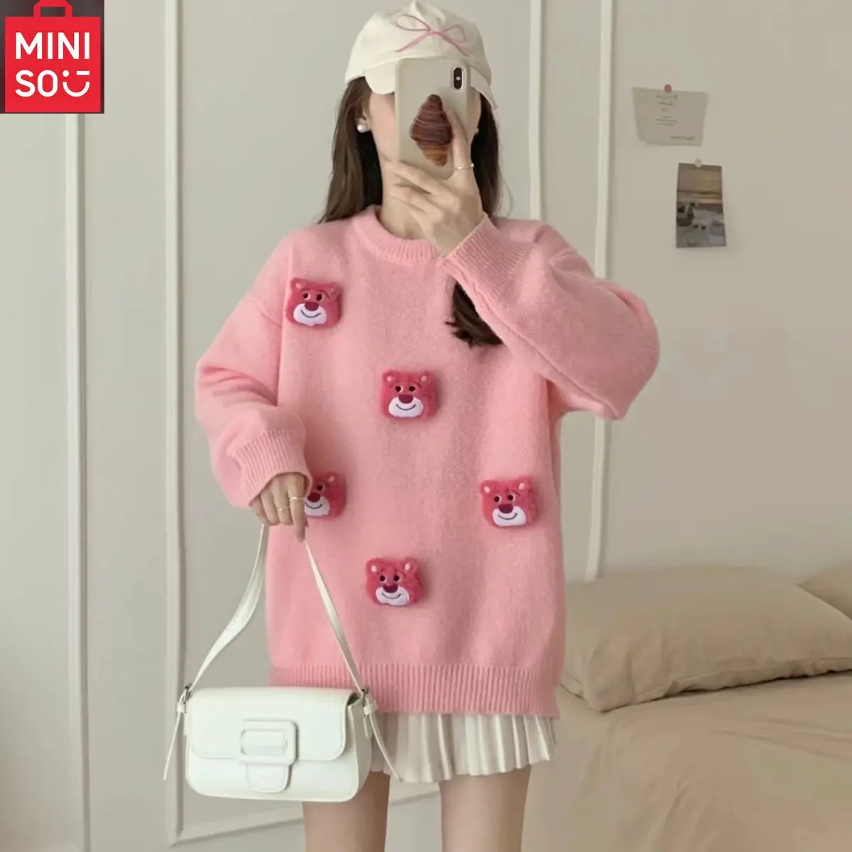 

MINISO новый дизайн осенне-зимнего трехмерного ленивого модного свободного свитера