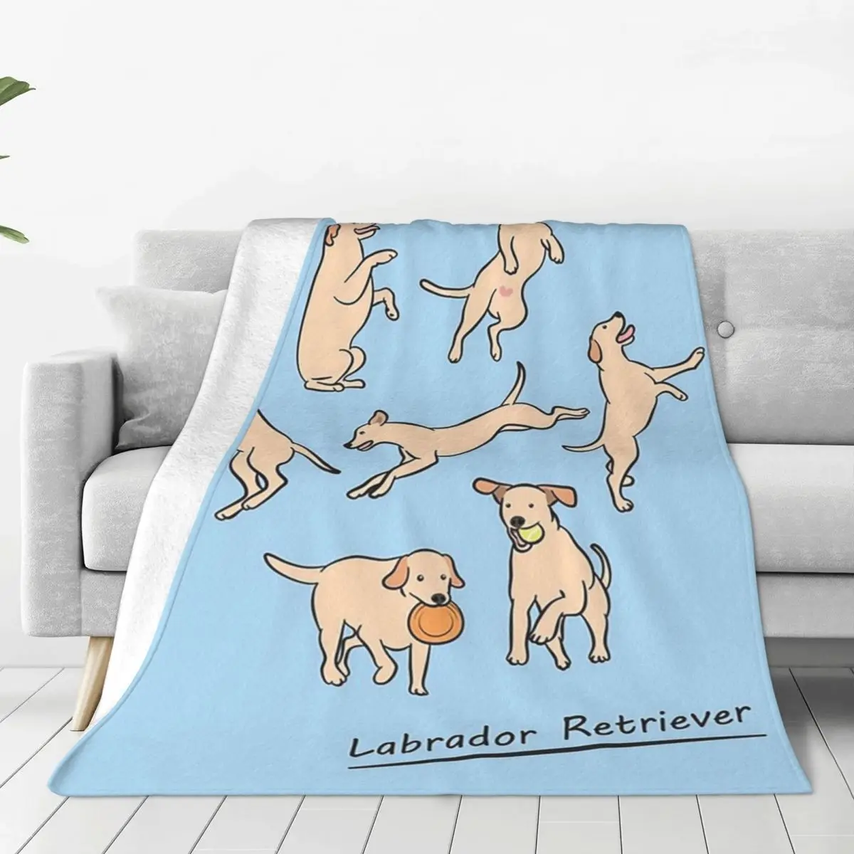 Playing Light Yellow Lab Labrador Retriever Blankets Fleece Sofa Throw Blankets For Home Bedroom Outdoor Throws Bedspread Quilt