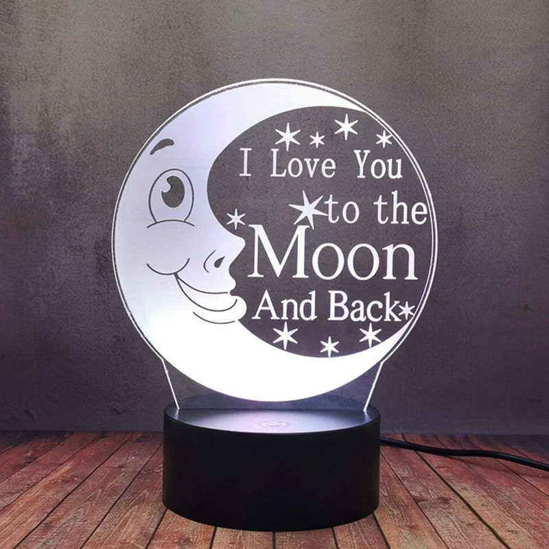 3D Mond visuelle Acryl lampe für Kinderzimmer Tisch dekoration führte Liebe dich Mond Farbe Nachtlicht Geschenk zum Geburtstag