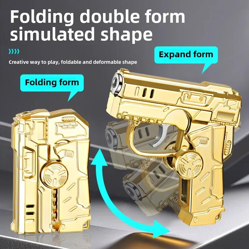 2026 ولاعة متعددة الوظائف قابلة للطي ذات شكل مزدوج لتخفيف الضغط على شكل مسدس جيروسكوبي مع تشوه إبداعي ولهب أحمر مقاوم للرياح