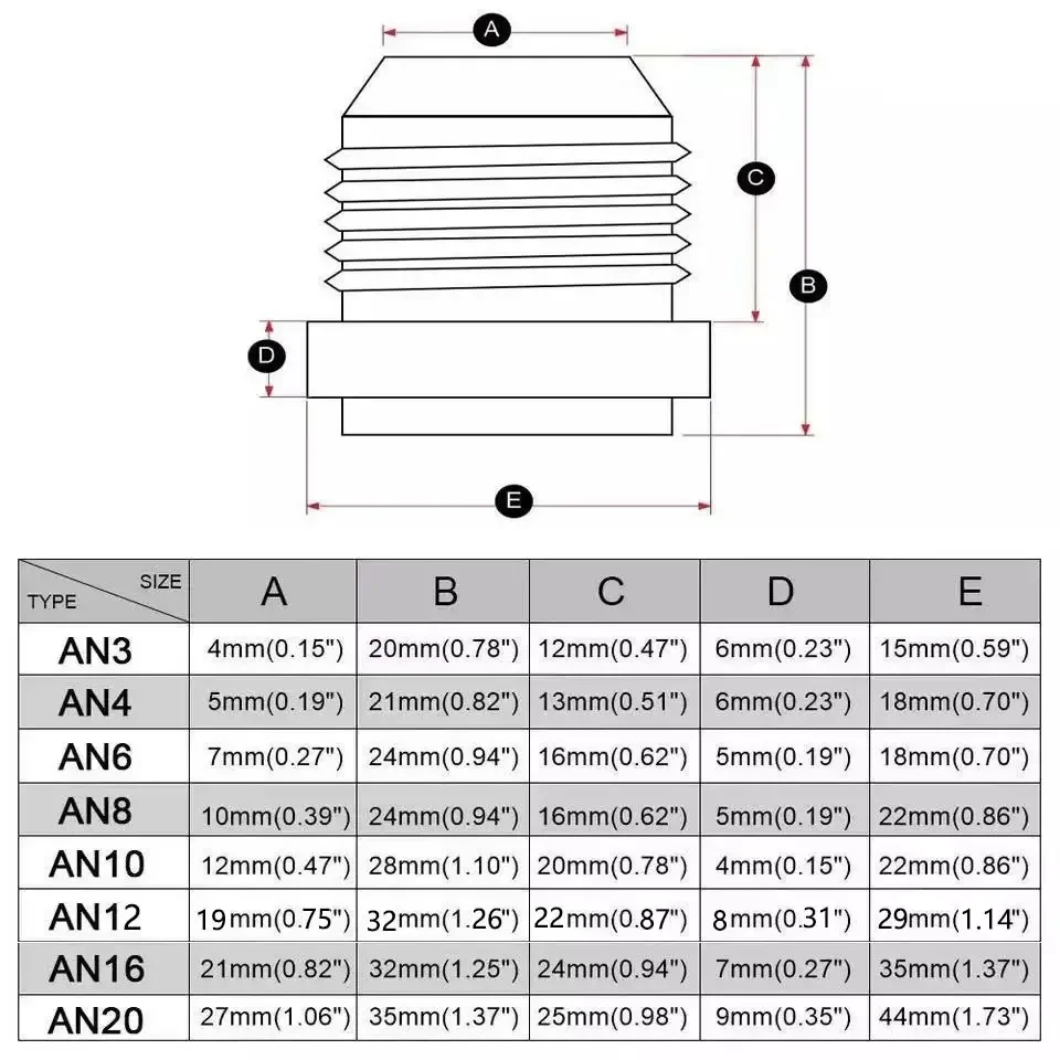 AN20 AN16 AN12 AN10 AN8 AN6 AN4 AN3 Male Billet 6061T6 Aluminum Alloy Welded Joint ON / Weld IN Fitting Bung