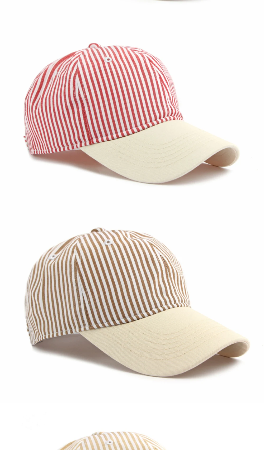 HT5087 Unisex Baseballkappe 2026 Neue Frühling-Sommer Kollektion Weiche Sonnenkappe Gestreifter Baseballhut Verstellbare Snapback-Kappe – Detail 6