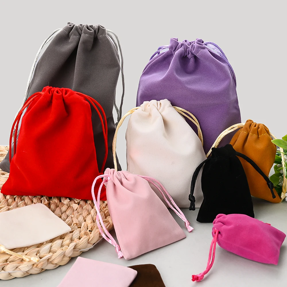10 Stück Bunte Samt-Geschenktaschen mit Kordelzug für Schmuckaufbewahrung und Verpackung kleiner Waren – Detail 6