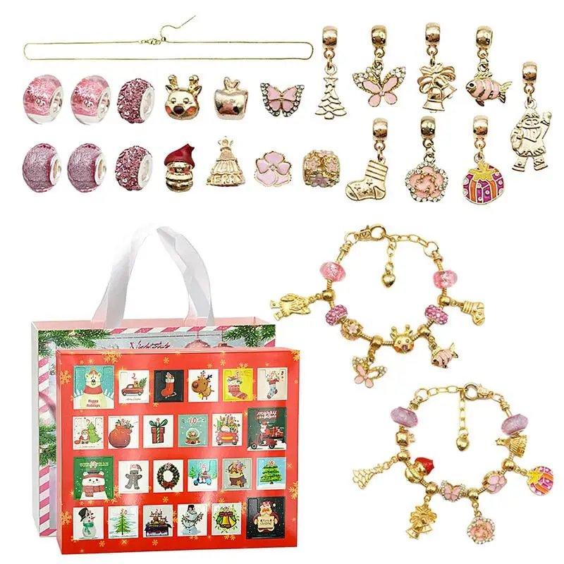 NEW 24 Day Countdown Calendar Advent Surprise Blind Box Set Christmas Bracelet Set DIY Creative Ornaments Christmas girl Gifts