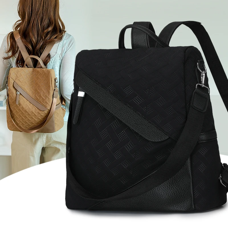 حقائب ظهر نسائية جديدة مضادة للسرقة من النايلون بسعة كبيرة وخفيفة الوزن ومقاومة للماء للسفر والعمل وعطلة نهاية الأسبوع