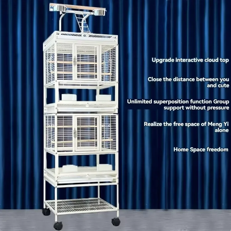Large Capacity 3 Layer Parrot Cage with Wheels Removable Sustainable Design Luxury Bird House OEM ODM Private Custom Service